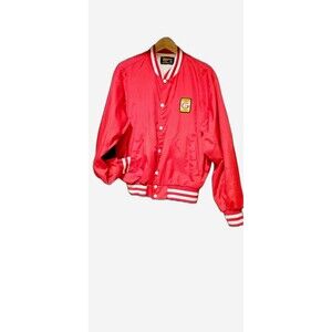 Vintage 70s Swingster Satin Jacket Funk’s G Hybrid Seed Promo Red Snap Varsity L